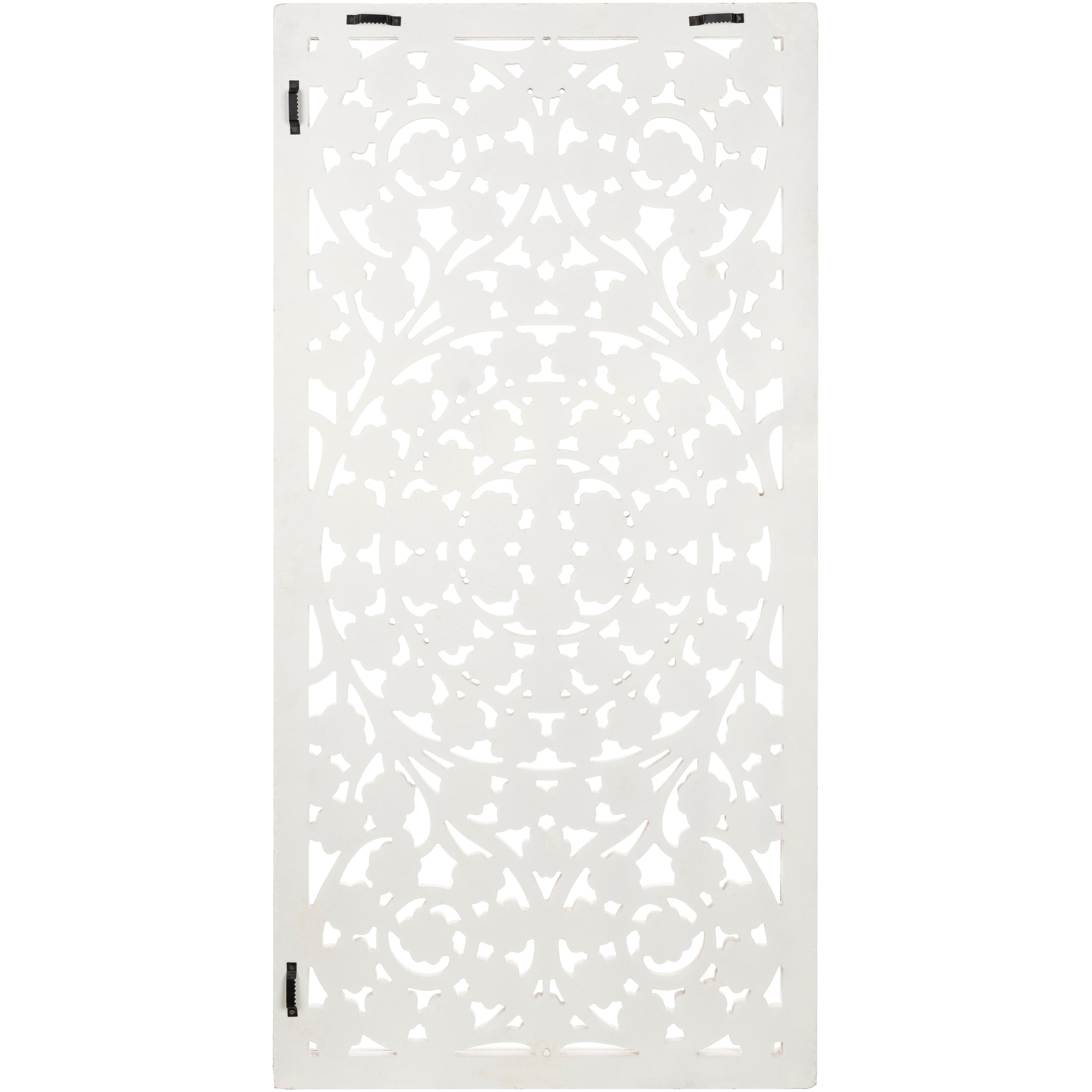 Panneau mural Allen White Washed sculpté à la main de 48x28 pouces avec incrustation de miroir