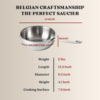 Casserole à sauce Alva Maestro en acier inoxydable 5 plis - 1,6 Qt. Non toxique