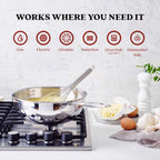 Casserole à sauce Alva Maestro en acier inoxydable 5 plis - 1,6 Qt. Non toxique