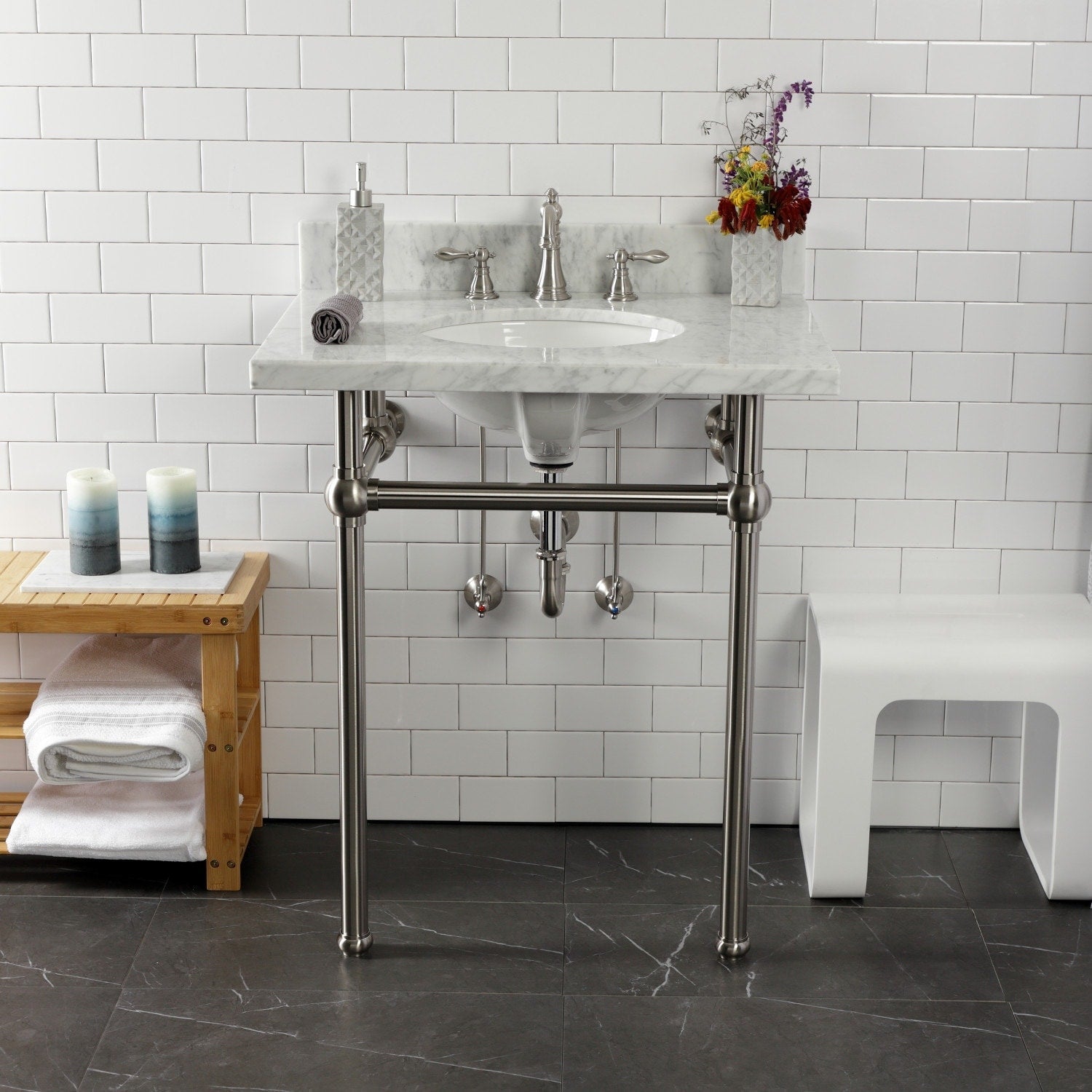 Robinet de salle de bain à large encrage, style américain classique