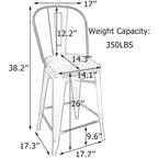 Tabourets de bar Andeworld style farmhouse, tabourets de bar hauteur comptoir, lot de 4 - Lot de 4