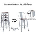 Tabourets de bar Andeworld style farmhouse, tabourets de bar hauteur comptoir, lot de 4 - Lot de 4