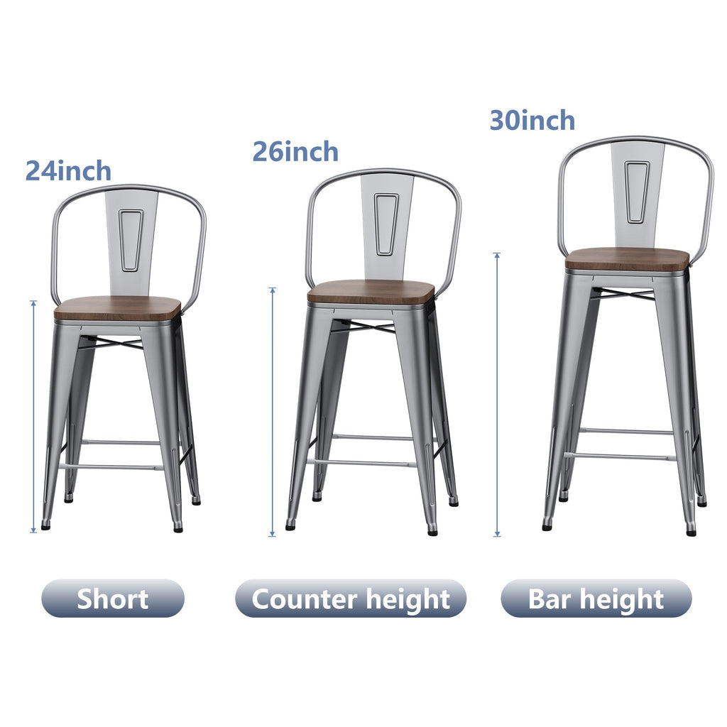 Tabourets de bar Andeworld style farmhouse, tabourets de bar hauteur comptoir, lot de 4 - Lot de 4