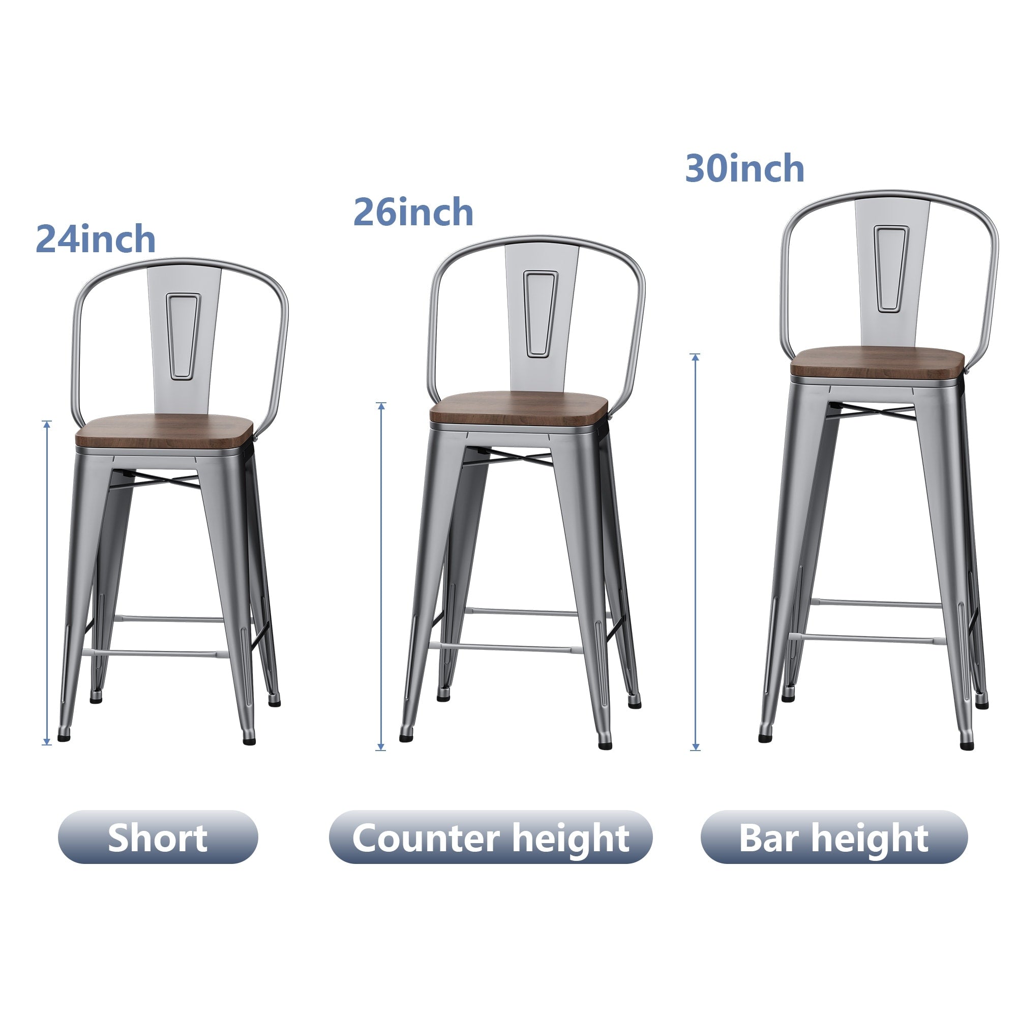 Tabourets de bar Andeworld style farmhouse, tabourets de bar hauteur comptoir, lot de 4 - Lot de 4