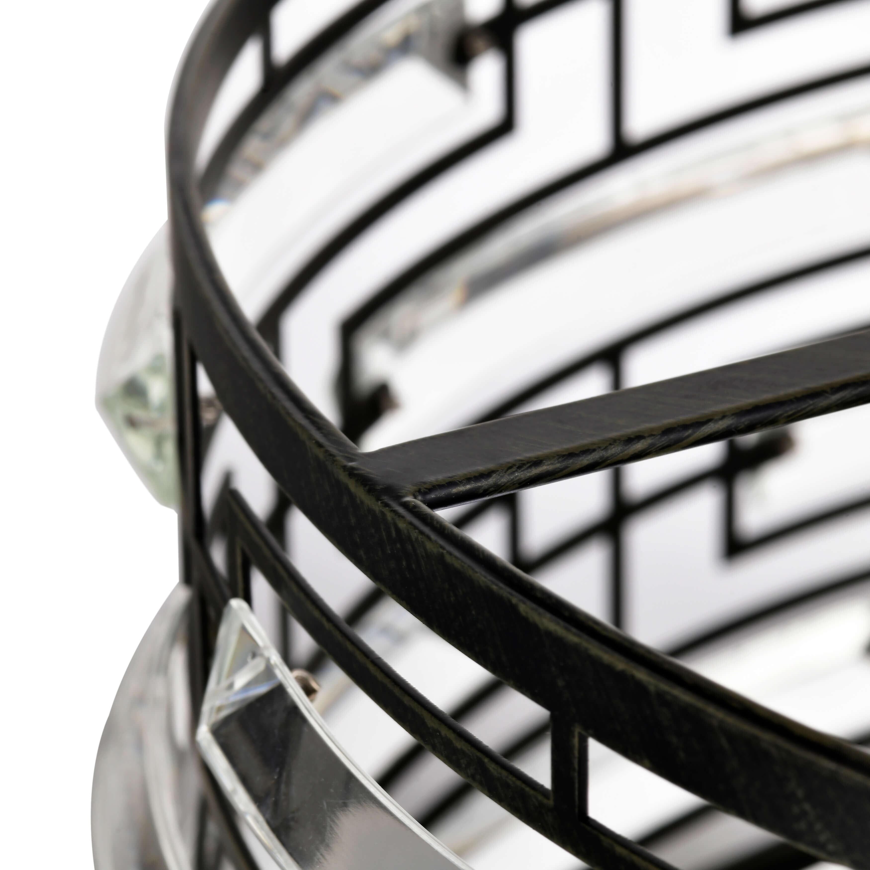 Luminaire Anita à abat-jour tambour avec prismes en verre transparent