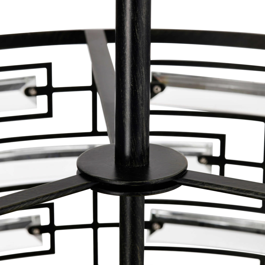 Luminaire Anita à abat-jour tambour avec prismes en verre transparent