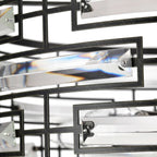 Luminaire Anita à abat-jour tambour avec prismes en verre transparent