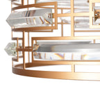 Luminaire Anita à abat-jour tambour avec prismes en verre transparent