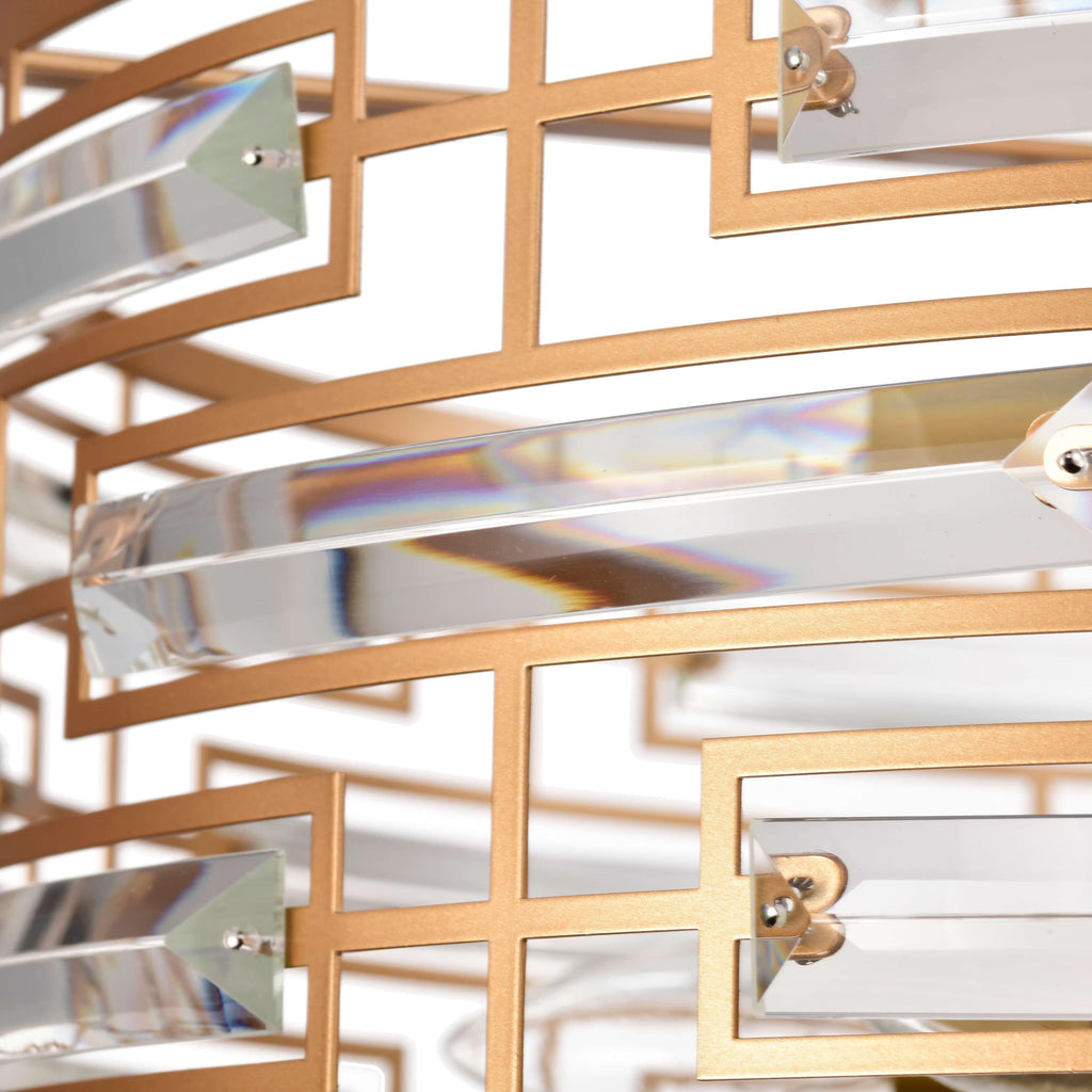 Luminaire Anita à abat-jour tambour avec prismes en verre transparent