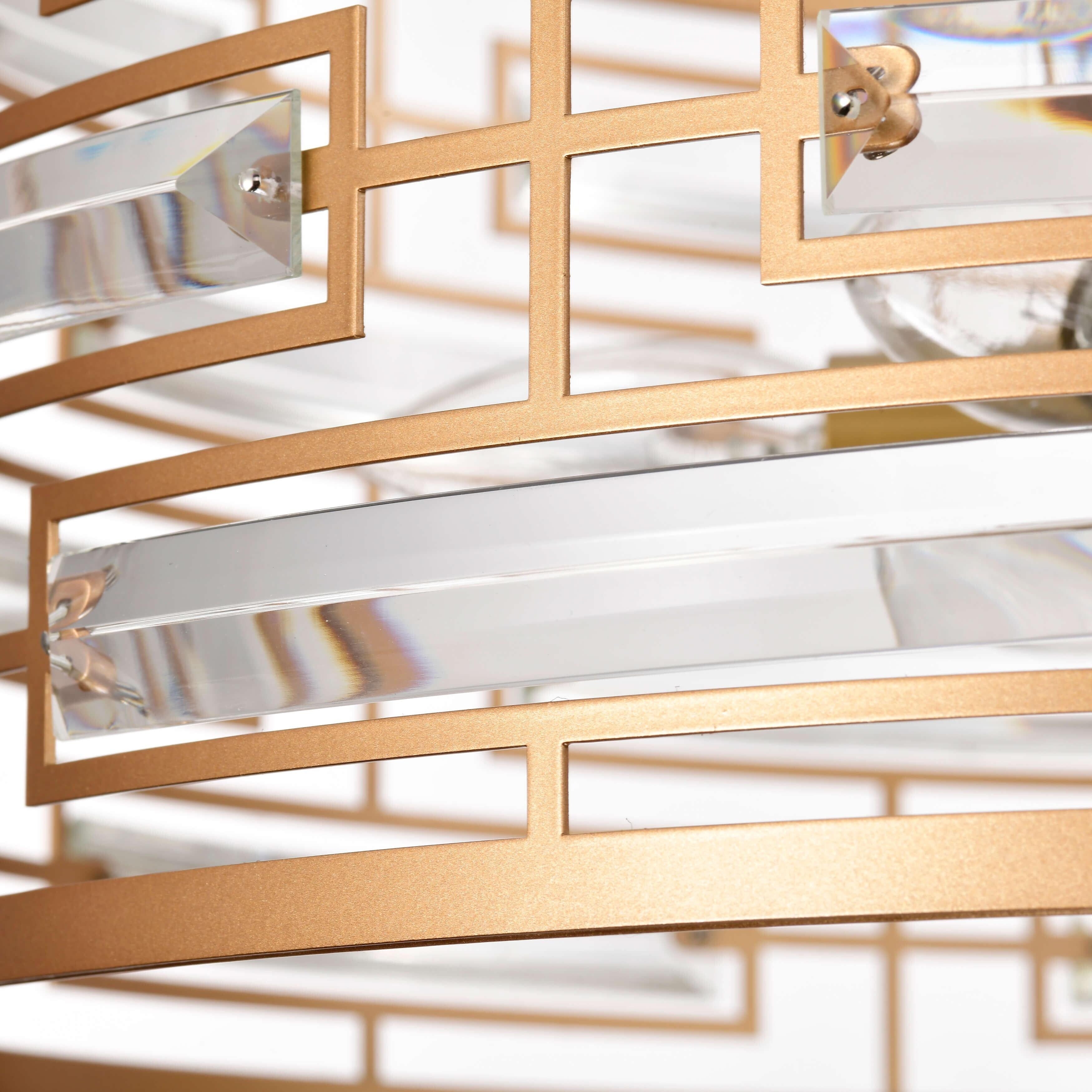 Luminaire Anita à abat-jour tambour avec prismes en verre transparent