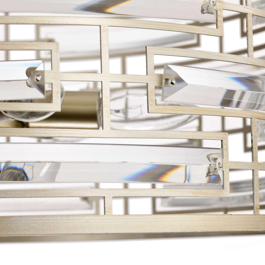 Luminaire Anita à abat-jour tambour avec prismes en verre transparent