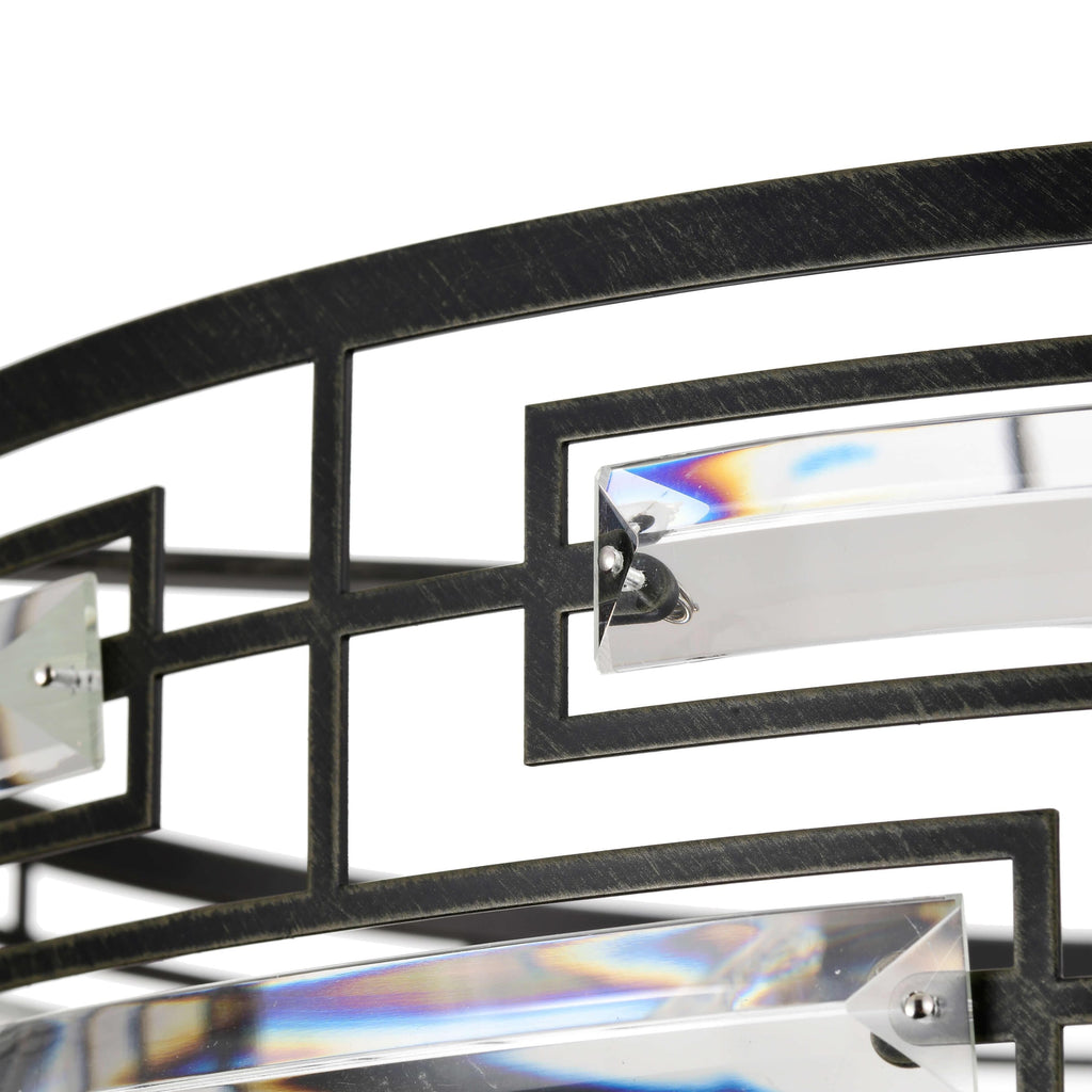 Luminaire Anita à abat-jour tambour avec prismes en verre transparent