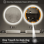 Miroir de coiffure rond sans cadre, à éclairage LED, avec fonction de gradation et anti-buée.