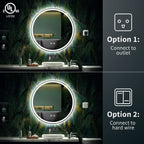 Miroir de coiffure rond sans cadre, à éclairage LED, avec fonction de gradation et anti-buée.