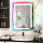 Miroir de salle de bain anti-buée avec rétroéclairage RGB et éclairage LED frontal
