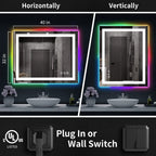 Miroir de salle de bain anti-buée avec rétroéclairage RGB et éclairage LED frontal