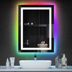 Miroir de salle de bain anti-buée avec rétroéclairage RGB et éclairage LED frontal