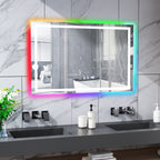 Miroir de salle de bain anti-buée avec rétroéclairage RGB et éclairage LED frontal