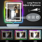 Miroir de salle de bain anti-buée avec rétroéclairage RGB et éclairage LED frontal