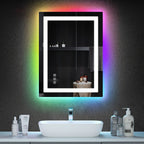 Miroir de salle de bain anti-buée avec rétroéclairage RGB et éclairage LED frontal