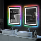 Miroir de salle de bain anti-buée avec rétroéclairage RGB et éclairage LED frontal