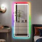 Miroir de salle de bain anti-buée avec rétroéclairage RGB et éclairage LED frontal