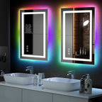 Miroir de salle de bain anti-buée avec rétroéclairage RGB et éclairage LED frontal