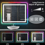 Miroir de salle de bain anti-buée avec rétroéclairage RGB et éclairage LED frontal