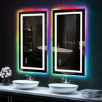 Miroir de salle de bain anti-buée avec rétroéclairage RGB et éclairage LED frontal