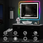 Miroir de salle de bain anti-buée avec rétroéclairage RGB et éclairage LED frontal