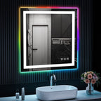 Miroir de salle de bain anti-buée avec rétroéclairage RGB et éclairage LED frontal