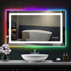Miroir de salle de bain anti-buée avec rétroéclairage RGB et éclairage LED frontal