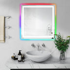 Miroir de salle de bain anti-buée avec rétroéclairage RGB et éclairage LED frontal