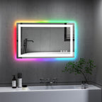 Miroir de salle de bain anti-buée avec rétroéclairage RGB et éclairage LED frontal