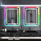 Miroir de salle de bain anti-buée avec rétroéclairage RGB et éclairage LED frontal