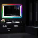 Miroir de salle de bain anti-buée avec rétroéclairage RGB et éclairage LED frontal