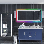 Miroir de salle de bain anti-buée avec rétroéclairage RGB et éclairage LED frontal