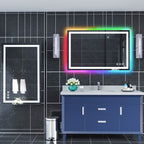 Miroir de salle de bain anti-buée avec rétroéclairage RGB et éclairage LED frontal