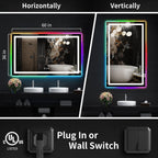 Miroir de salle de bain anti-buée avec rétroéclairage RGB et éclairage LED frontal