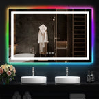 Miroir de salle de bain anti-buée avec rétroéclairage RGB et éclairage LED frontal