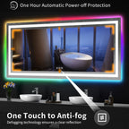 Miroir de salle de bain anti-buée avec rétroéclairage RGB et éclairage LED frontal
