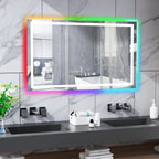 Miroir de salle de bain anti-buée avec rétroéclairage RGB et éclairage LED frontal