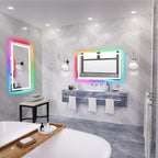 Miroir de salle de bain anti-buée avec rétroéclairage RGB et éclairage LED frontal