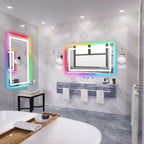 Miroir de salle de bain anti-buée avec rétroéclairage RGB et éclairage LED frontal