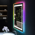 Miroir de salle de bain anti-buée avec rétroéclairage RGB et éclairage LED frontal