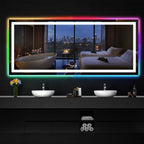 Miroir de salle de bain anti-buée avec rétroéclairage RGB et éclairage LED frontal