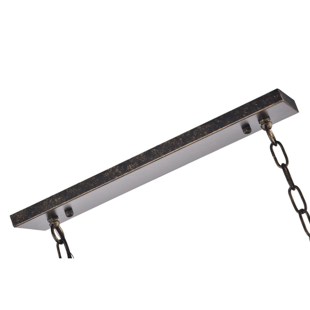 Suspension rectangulaire pour îlot de cuisine à 6 lumières en bronze antique avec cristaux - Bronze antique