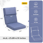 Aoodor Lot de 4 coussins pour chaises de jardin à dossier haut, 117x53x10 cm (coussins uniquement)