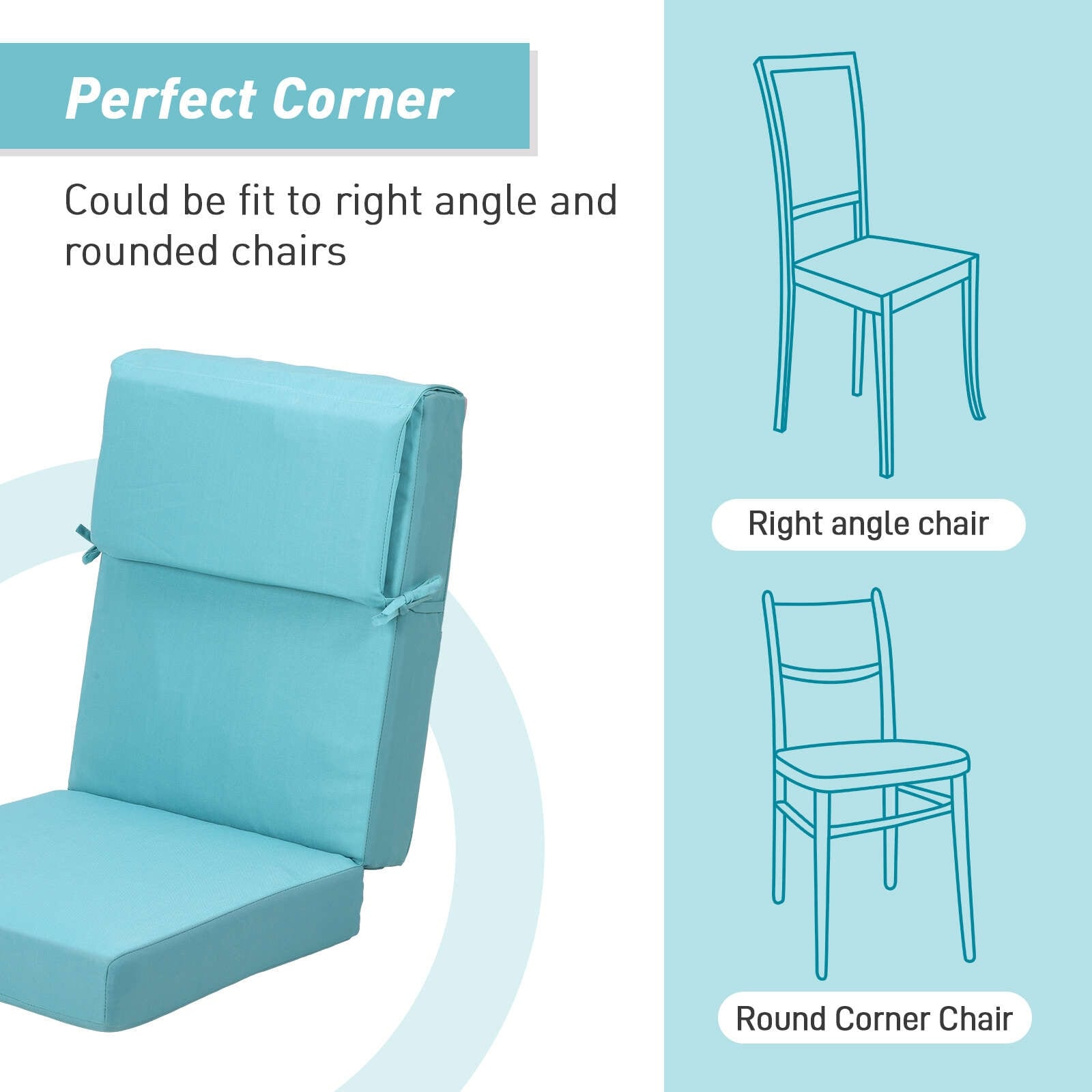 Aoodor Lot de 4 coussins pour chaises de jardin à dossier haut, 117x53x10 cm (coussins uniquement)