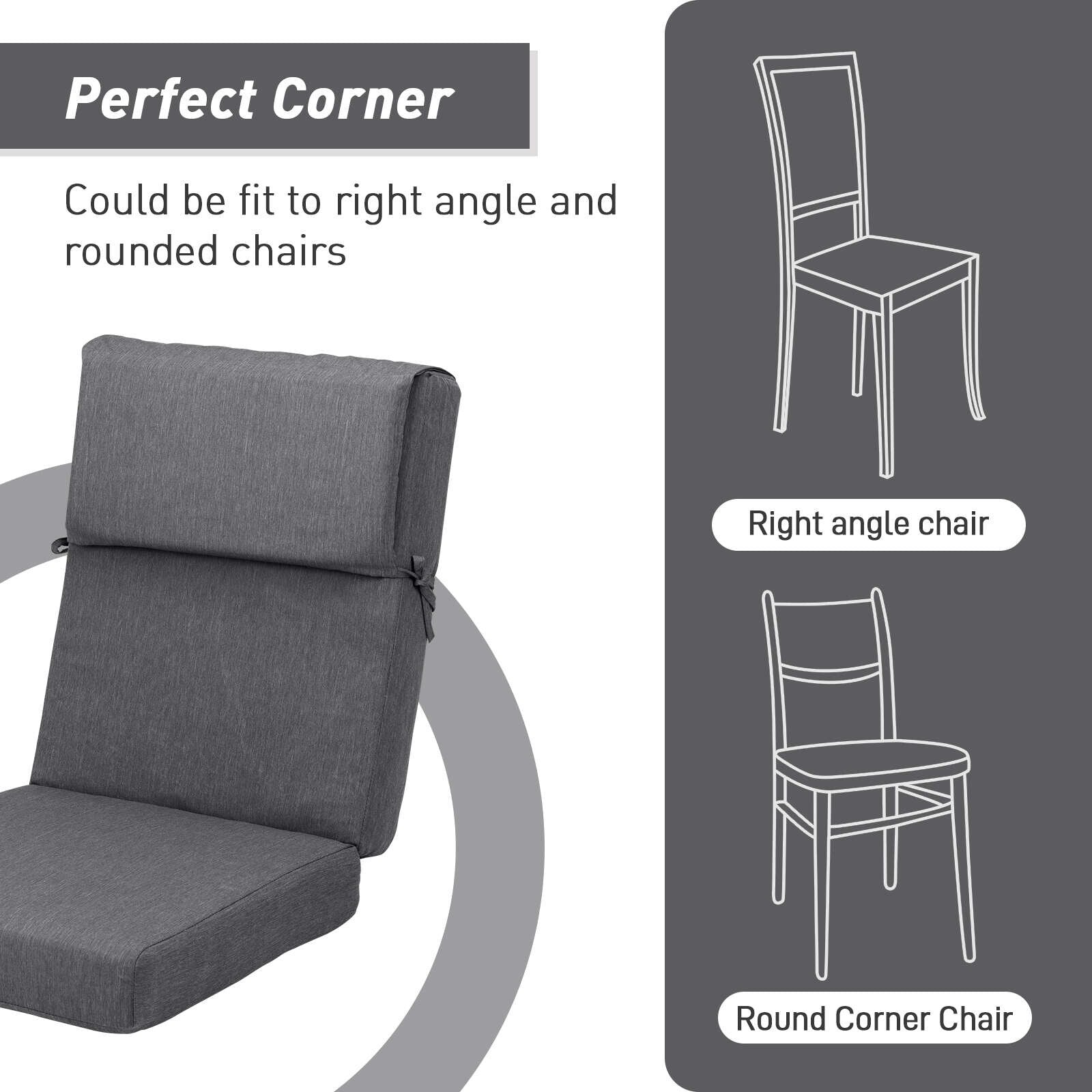 Aoodor Lot de 4 coussins pour chaises de jardin à dossier haut, 117x53x10 cm (coussins uniquement)